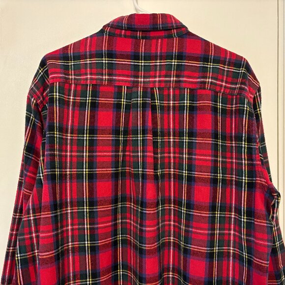 L.L. Bean #228061 Men's Classic Red Scotch Plaid Flannel Button-Front Shirt XL - Picture 5 of 9
